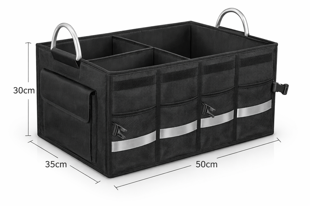 Foldable Car Storage Box with Oxford and PU Car Organizer Trunk Storage