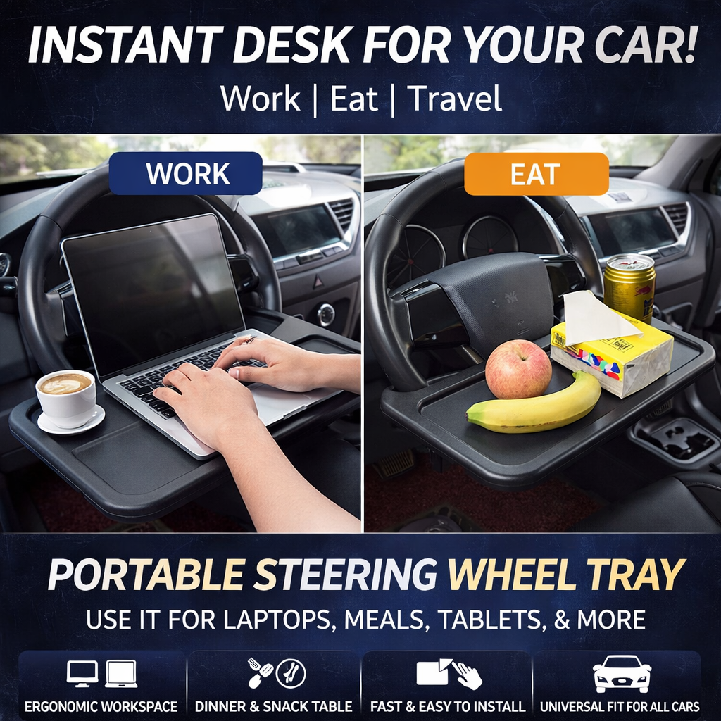 Portable Car Steering Wheel Desk Laptop Tablet Holder Multifunction Car Tray Table for in Car Use