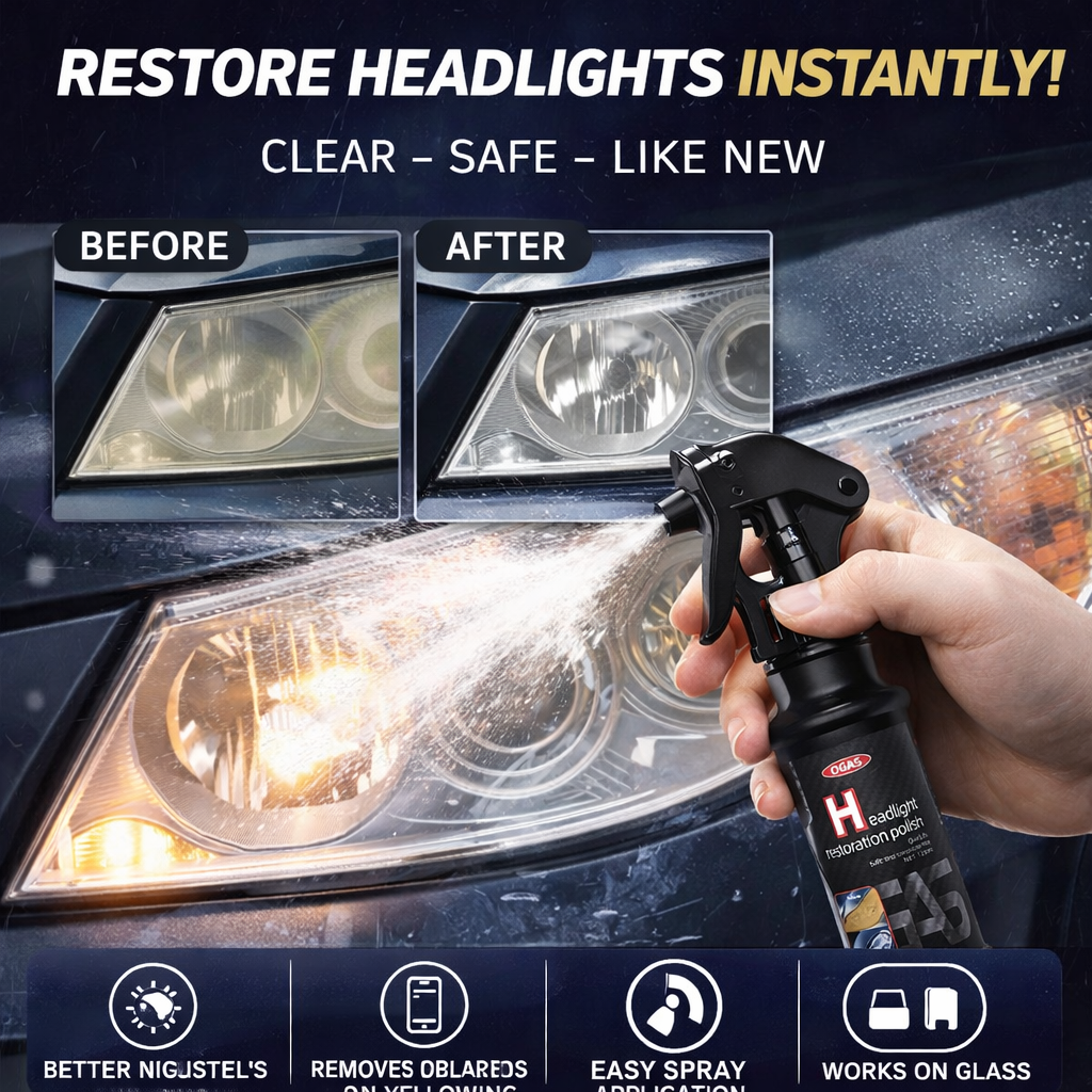 Cleaner for Car Headlight Glass & Window Oxidation Remove Liquid Spray for Clean Headlights