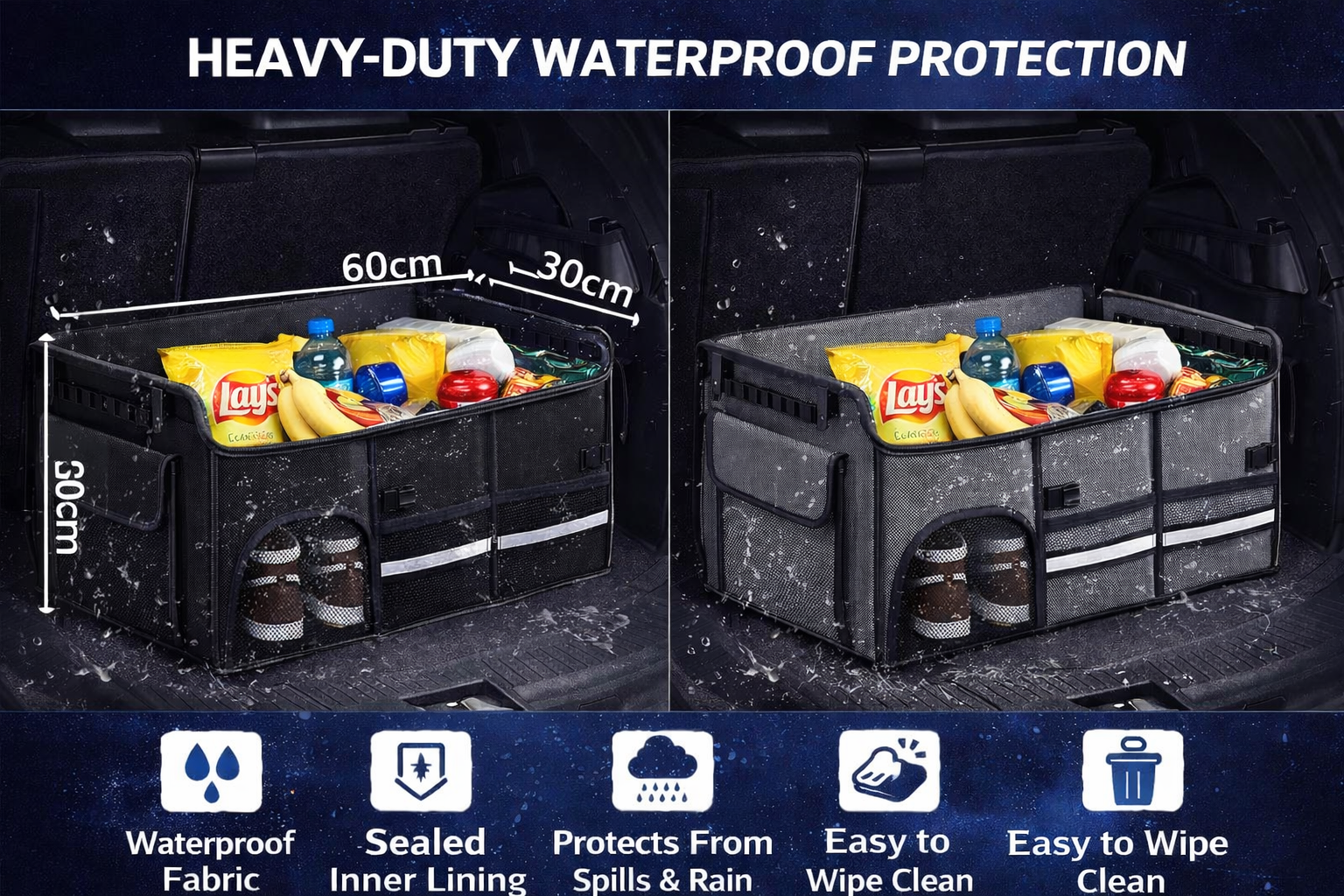 High Quality Oxford Cloth Car Trunk Storage Box Foldable Felt Car Seat Organizer with Glove Box Car Organizers Storage Bag