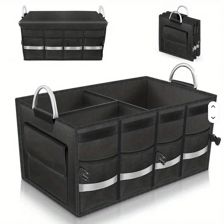 Foldable Car Storage Box with Oxford and PU Car Organizer Trunk Storage