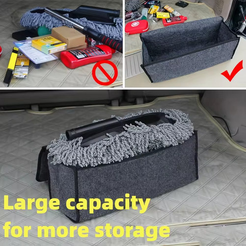 Anti Slip Compartment Boot Storage Organizer Tools Car Storage Bag Car Trunk Organizer Soft Felt Storage Box Car Accessories New