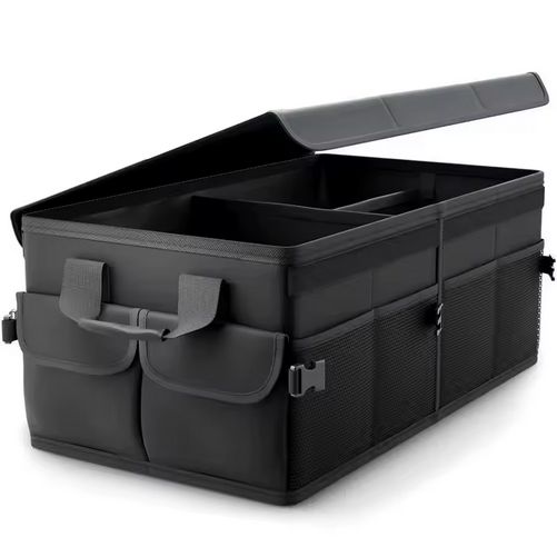 Car Storage Organizer Boxes Foldable Waterproof Black Oxford Material Trunk Storage Lid
