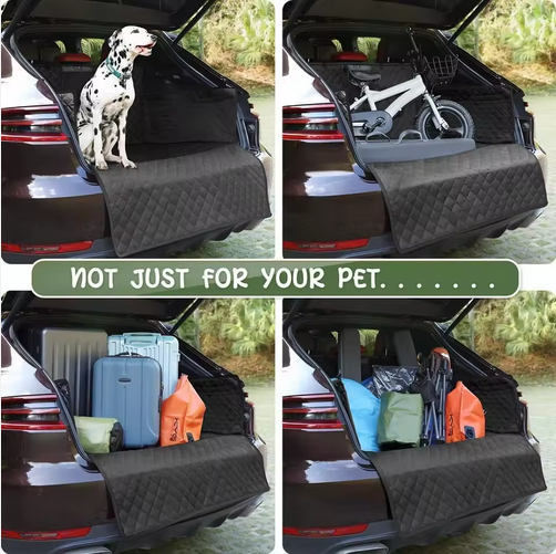 Dog Car Mats 100% Waterproof Pet Trunk Mats with Side Stalls 600D Anti Scratch Anti Skid Durable Soft Back Seat Cover