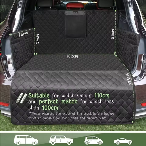 Dog Car Mats 100% Waterproof Pet Trunk Mats with Side Stalls 600D Anti Scratch Anti Skid Durable Soft Back Seat Cover