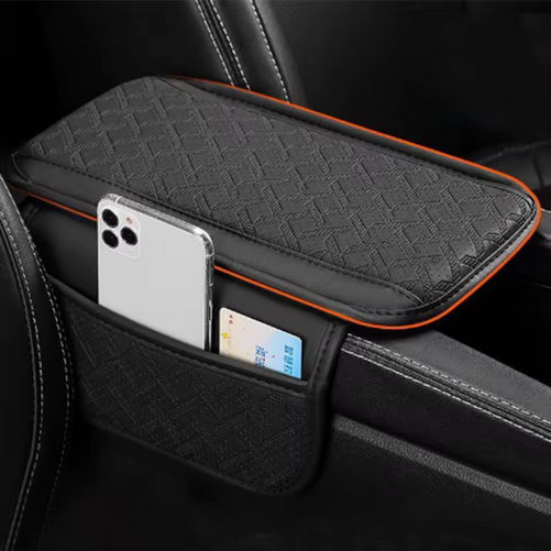 Luxury PU Leather Car Armrest Pad – Comfort Cushion + Storage Pocket