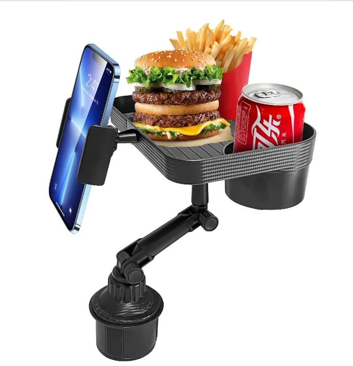 Multifunction Car Cup Holder Tray with Phone Mount