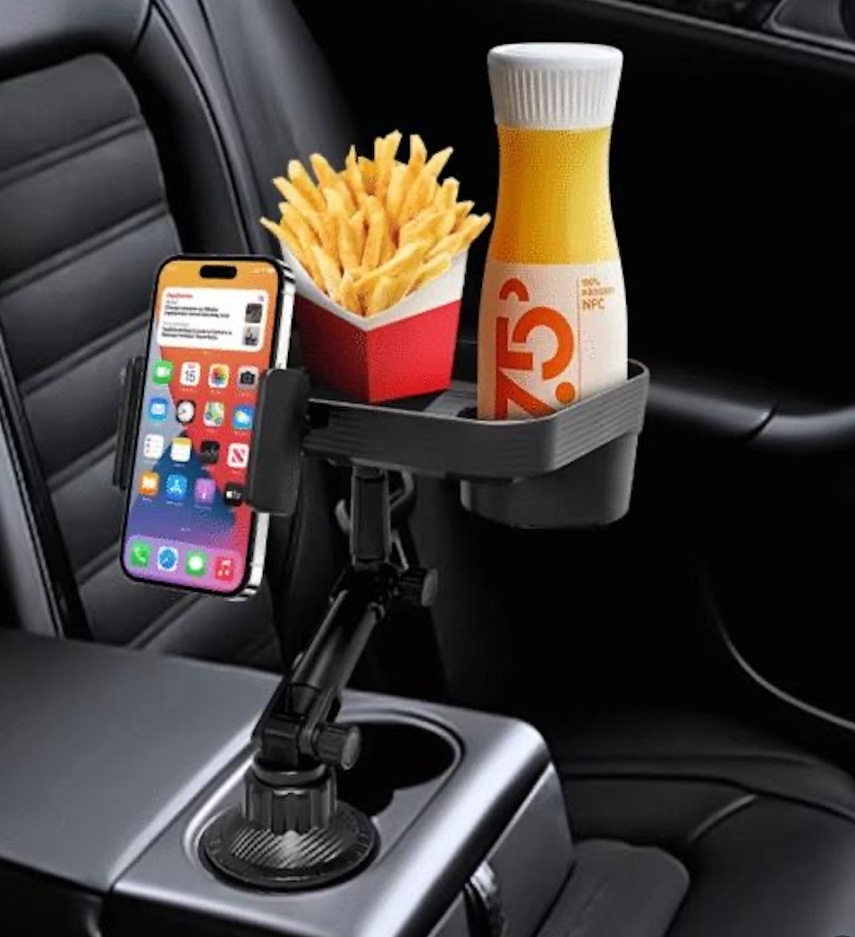 Multifunction Car Cup Holder Tray with Phone Mount
