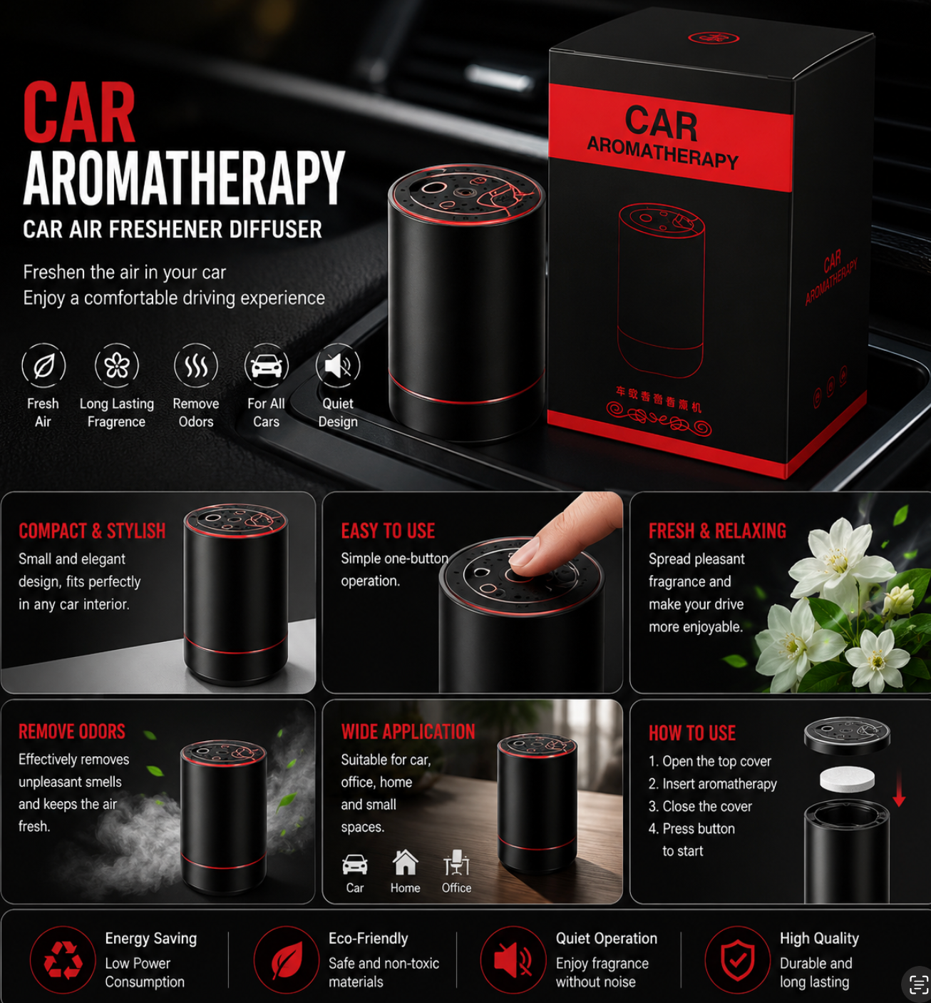 Car Aromatherapy Diffuser Portable Car Air Freshener