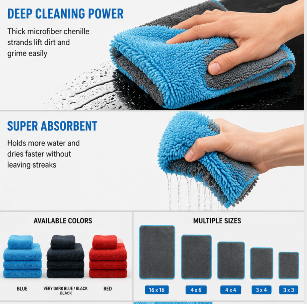 Double Layer Microfiber cleaning towels 1400gsm