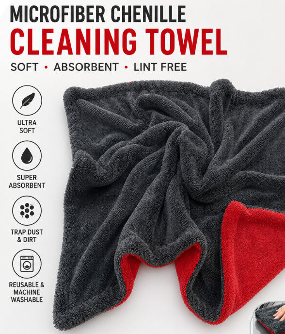 Double Layer Microfiber cleaning towels 1400gsm