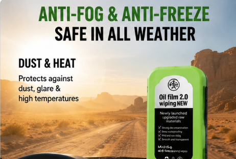 Oil Film Wiping-Anti-Fog & Anti-Freeze Car Glass Cleaner