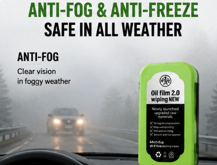 Oil Film Wiping-Anti-Fog & Anti-Freeze Car Glass Cleaner