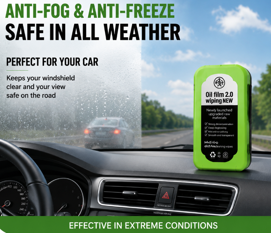 Oil Film Wiping-Anti-Fog & Anti-Freeze Car Glass Cleaner