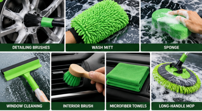 17 Pcs, All in One Car Wash & Interior Cleaning Kit