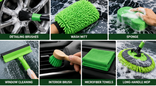17 Pcs, All in One Car Wash & Interior Cleaning Kit