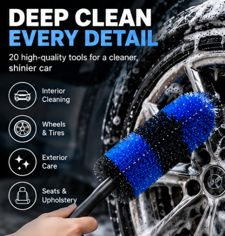 20 Piece Car Detailing Brush Set