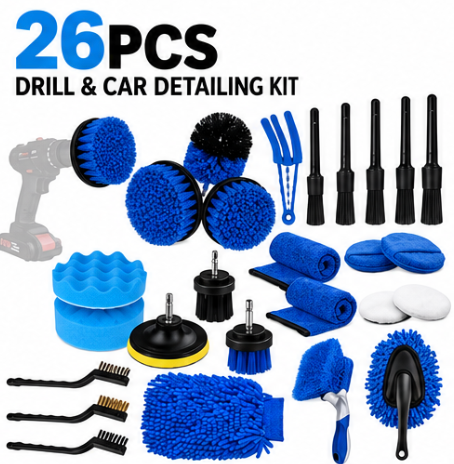 26 Piece Drill & Car Detailing Kit