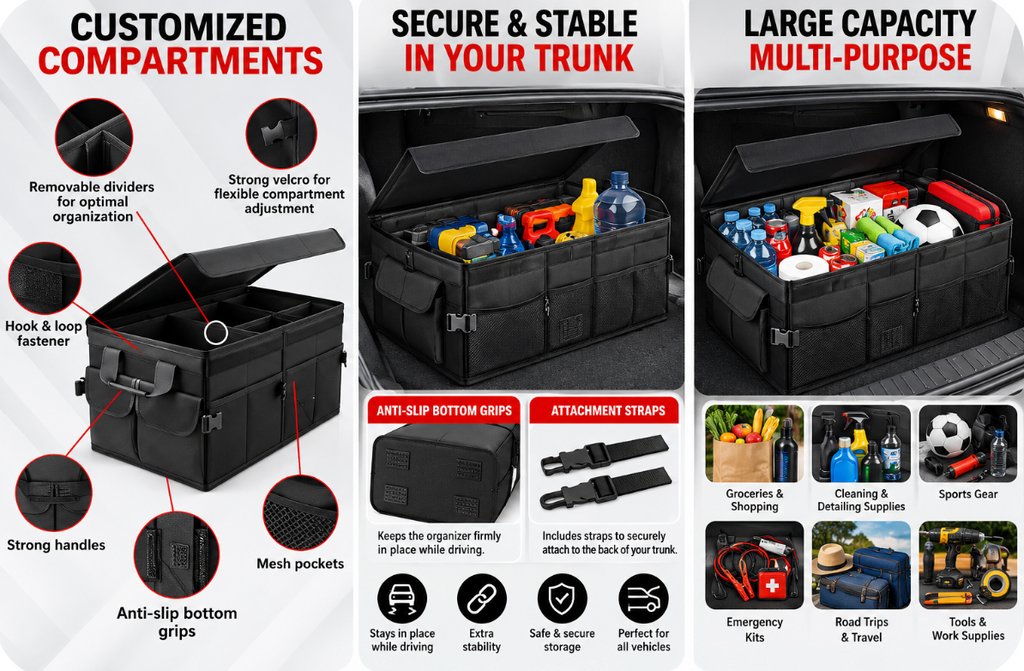 Full Grip Waterproof Trunk Organizer