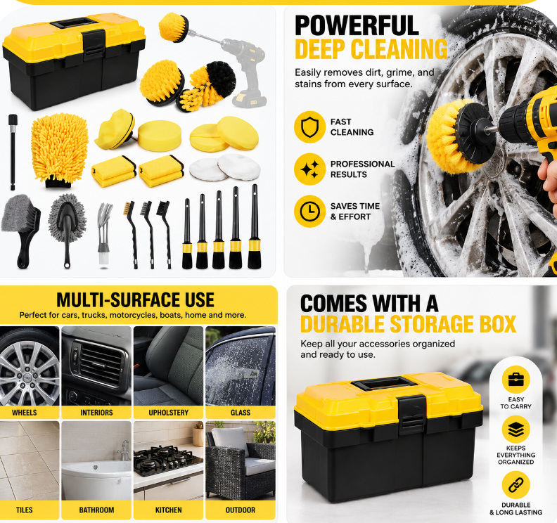 27 Piece Drill Yellow Box Cleaning Kit