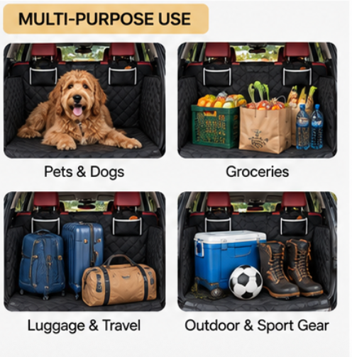 Waterproof Car Trunk Cargo Liner For Pets And Other With Storage Pockets