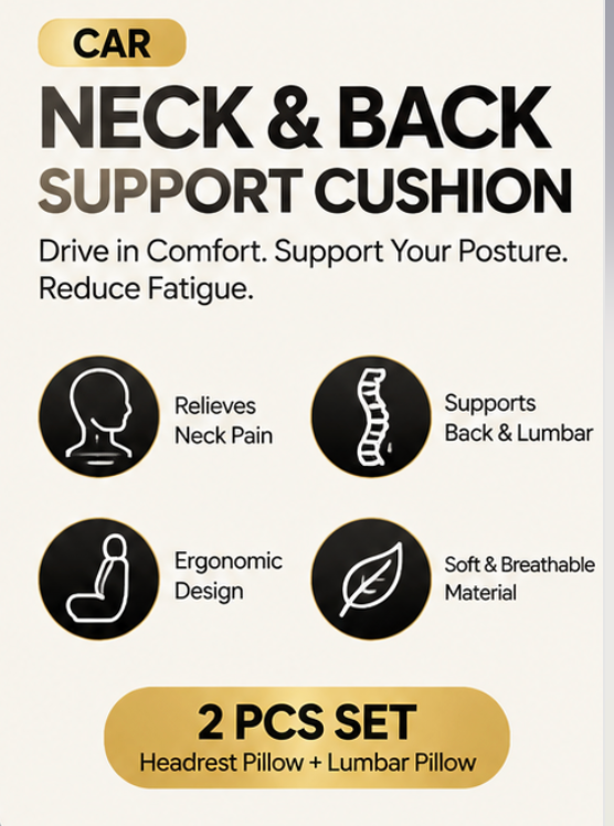 Memory Foam Headrest & Lumbar Support Set
