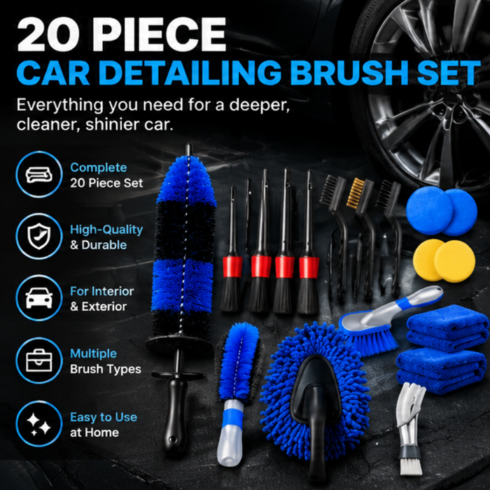 20 Piece Car Detailing Brush Set