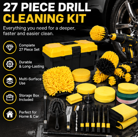 27 Piece Drill Yellow Box Cleaning Kit