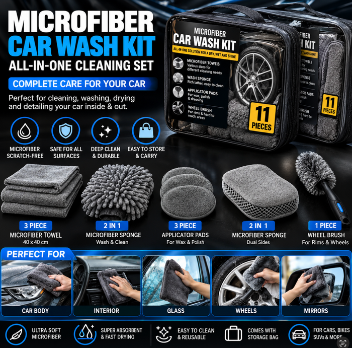 Microfiber Car Wash Kit All in One Cleaning Set
