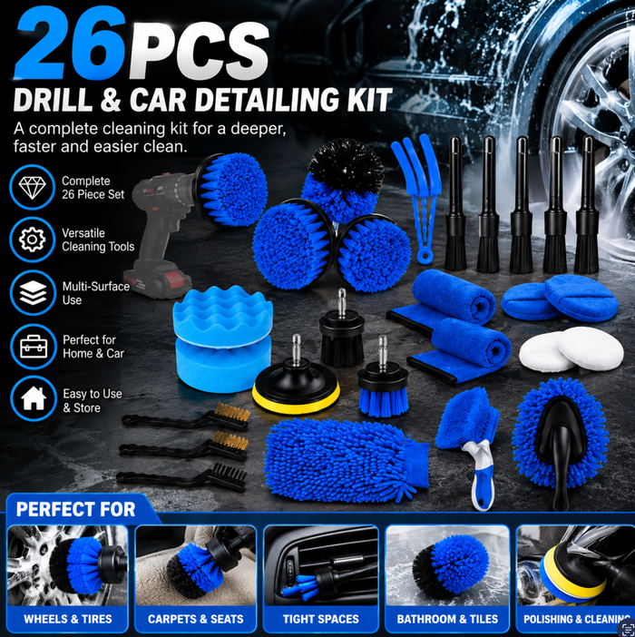 26 Piece Drill & Car Detailing Kit