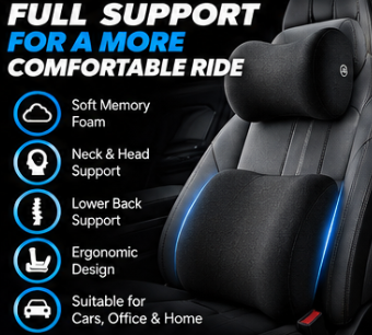 Memory Foam Headrest & Lumbar Support Set