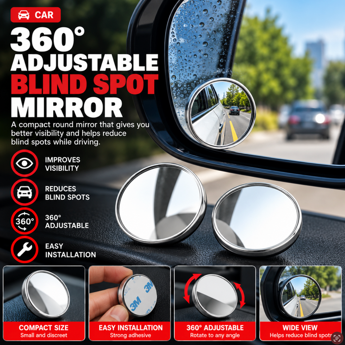 360° Adjustable Small Round Blind Spot Mirror