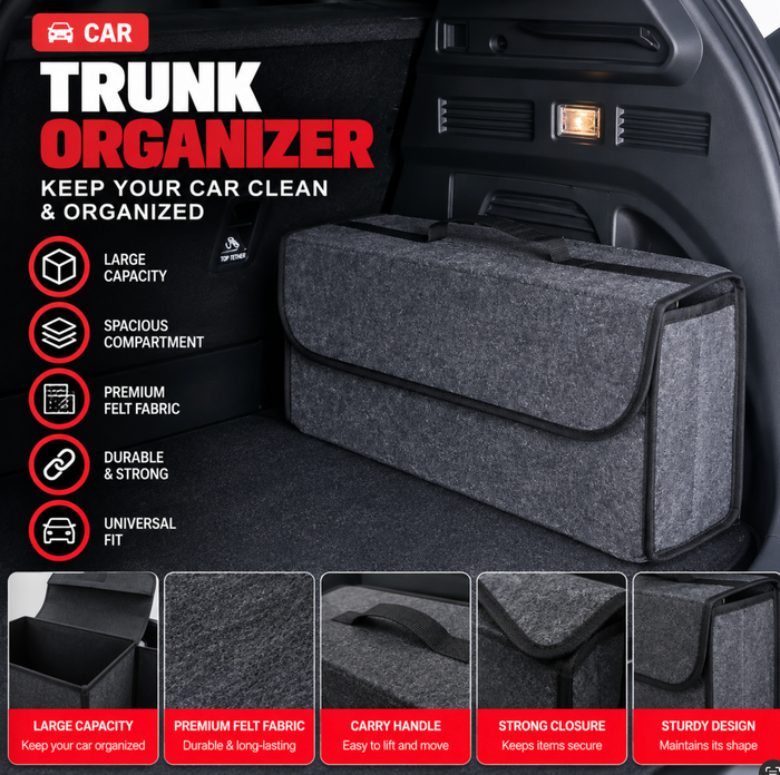 Anti-Slip Trunk Organizer for Tools & Shoes