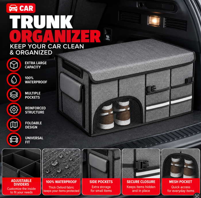 Foldable Oxford Seat, Trunk Organizer