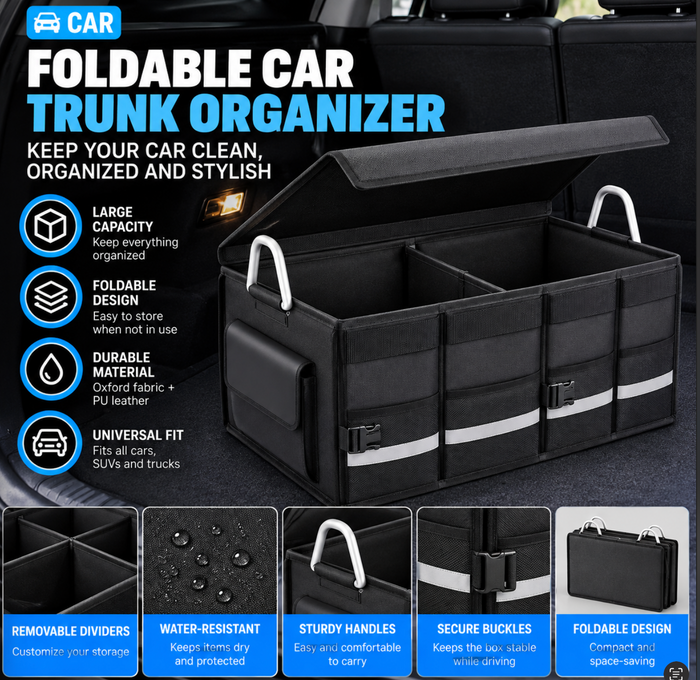 Foldable Car Trunk Organizer with Lid